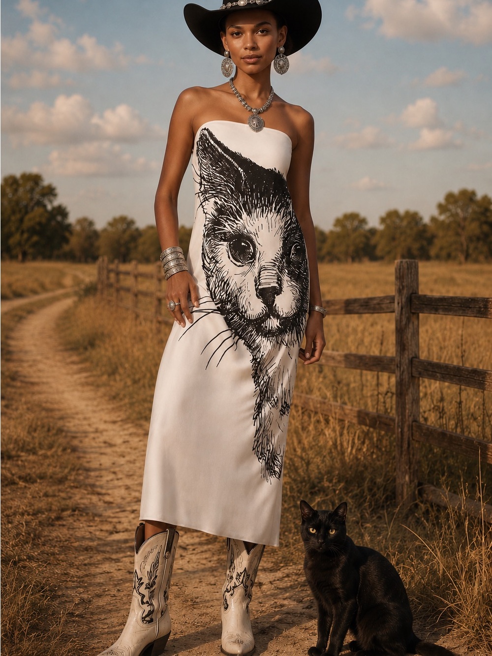 Anthropologie / Dolan Cat Graphic Slip Dress